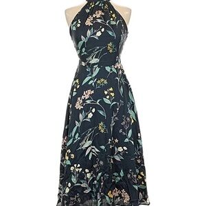 Banana Republic Blue halter Floral midi dress for Wedding Guest